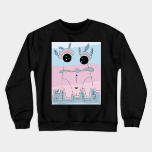 Kids Walking on Buildings Stick Figure Crewneck Sweatshirt